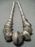 One Of The Heaviest Vintage Native American Navajo Sterling Silver Coin Necklace Old-Nativo Arts