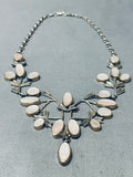Most Detailed Vintage Native American Navajo Pink Shell Sterling Silver Garden Necklace-Nativo Arts