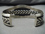 Important Native American Navajo Jeanette Dale Squared Coral Sterling Silver Bracelet-Nativo Arts