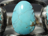 Monster Vintage Native American Navajo Blue Diamond Turquoise Sterling Silver Bracelet Old-Nativo Arts