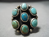 Huge Vintage Native American Navajo Royston Turquoise Snake Eyes Sterling Silver Ring-Nativo Arts