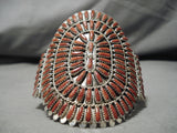 Huge Navajo Coral Sterling Silver Native American Bracelet Cuff-Nativo Arts