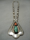 Exceptional Vintage Native American Navajo Royston Turquoise Sterling Silver Necklace Old-Nativo Arts