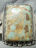 Signed Biggest Vintage Native American Navajo Royston Turquoise Sterling Silver Bracelet-Nativo Arts