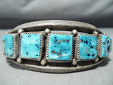 Magnificent Vintage Native American Hopi Kingman Turquoise Sterling Silver Bracelet Old-Nativo Arts