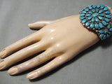 Spectacular Vintage Native American Navajo Turquoise Sterling Silver Bracelet Old-Nativo Arts