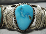 Incredible Vintage Native American Navajo Bisbee Turquoise Sterling Silver Bracelet Old-Nativo Arts