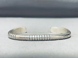 Rare Nez Vintage Native American Navajo Hand Tooled Sterling Silver Bracelet Cuff-Nativo Arts