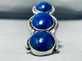 One Of The Tallest Ever Native American Navajo Lapis Sterling Silver Ring-Nativo Arts