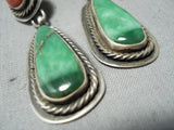 Tommy Jackson Vintage Native American Navajo Damale Turquoise Sterling Silver Earrings Old-Nativo Arts