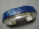 One Of The Best Vintage Native American Navajo Lapis Inlay Sterling Silver Bracelet Old-Nativo Arts