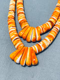 Native American Lupe Lovato Santo Domingo Orange Spiny Oyster Sterling Silver Necklace-Nativo Arts