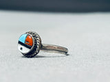 Pretty Vintage Native American Zuni Turquoise Sterling Silver Sunface Ring-Nativo Arts