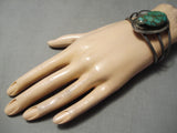 Incredible Vivid Vintage Native American Navajo Royston Turquoise Sterling Silver Bracelet Old-Nativo Arts