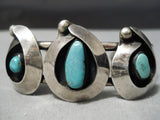Stunning Vintage Native American Navajo Turquoise Sterling Silver Shadow Bracelet Old-Nativo Arts