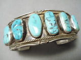 Opulent Vintage Native American Navajo Turquoise Sterling Silver Heavy Bracelet Old-Nativo Arts