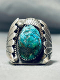 31 Grams Hefty Mens Vintage Native American Navajo Turquoise Sterling Silver Ring Old-Nativo Arts