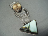 Signed Detailed Kachina Face Vintage Native American Navajo Sterling Silver Pendant-Nativo Arts