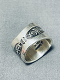 Focused Detail From Artist Native American Navajo Sterling Silver Ring-Nativo Arts