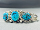Marvelous Vintage Native American Navajo Kingman Turquoise Sterling Silver Bracelet-Nativo Arts