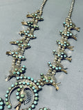 Native American Unique Naja Vintage Navajo Turquoise Sterling Silver Squash Blossom Necklace-Nativo Arts