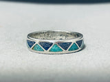 Astounding Vintage Native American Navajo Turquoise & Lapis Sterling Silver Ring-Nativo Arts