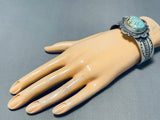Hypnotic Native American Navajo Signed Spiderweb Turquoise Sterling Silver Bracelet-Nativo Arts
