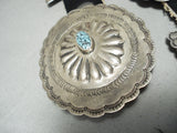 Rare Turquoise Vintage Native American Navajo Hand Tooled Sterling Silver Concho Belt-Nativo Arts