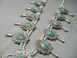 Native American One Of The Biggest Naja Green Turquoise Sterling Silver Squash Blossom Necklace-Nativo Arts