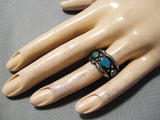 Incredible Vintage Native American Navajo Cerrillos Turquoise Sterling Silver Ring-Nativo Arts