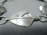 Marvelous Navajo Sterling Silver Feathers Bracelet Native American-Nativo Arts