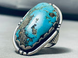 One Of The Biggest Best Vintage Native American Navajo Morenci Turquoise Sterling Silver Ring-Nativo Arts