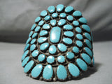 Tremendous Vintage Native American Navajo Turquoise Cluster Sterling Silver Bracelet-Nativo Arts