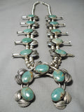 Green Turquoise Native American Sterling Silver Squash Blossom Necklace-Nativo Arts
