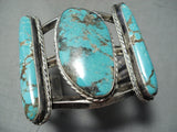 Towering Heavy Vintage Native American Navajo Blue Thunder Turquoise Sterling Silver Bracelet-Nativo Arts