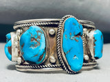One Of The Best Vintage Native American Navajo Blue Gem Turquoise Sterling Silver Bracelet-Nativo Arts