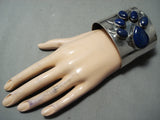 Xxl Wide Vintage Native American Navajo Midnight Lapis Sterling Silver Bracelet-Nativo Arts