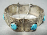 One Of The Best Vintage Native American Navajo Turquoise Link Sterling Silver Bracelet-Nativo Arts