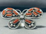 Native American Danny Brown Massive Butterfly Coral Sterling Silver Ring-Nativo Arts