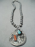 Very Important Vintage Native American Navajo Raymond Yazzie Turquoise Sterling Silver Necklace-Nativo Arts