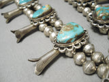 Amazing Vintage Native American Navajo Royston Turquoise Sterling Silver Squash Blossom Necklace-Nativo Arts