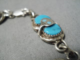 Incredible Vintage Native American Zuni Kingman Turquoise Sterling Silver Snake Bracelet Old-Nativo Arts
