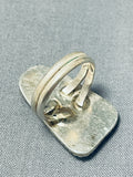 Exquisite Vintage Native American Navajo Turquoise White Buffalo Sterling Silver Ring-Nativo Arts