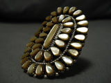 Important Vintage Native American Zuni Griffin Tsabetsaye Pearl Sterling Silver Ring Old-Nativo Arts