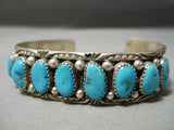 Incredible Vintage Native American Navajo Domed Turquoise Sterling Silver Bracelet Old-Nativo Arts