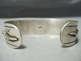 Heavy Whirling Logs Snake Vintage Native American Navajo Sterling Silver Bracelet-Nativo Arts