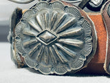 Important Vintage Native American Navajo David Reeves Hand Tooled Sterling Silver Concho Belt-Nativo Arts