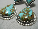 One Of The Best Native American Navajo #8 Turquoise Sterling Silver Earrings-Nativo Arts