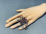 The Best Native American Navajo Hand Spun Sterling Silver Coral Butterfly Ring-Nativo Arts