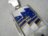 Important Thick Heavy Vintage Native American Navajo Tommy Jackson Lapis Sterling Silver Pendant-Nativo Arts